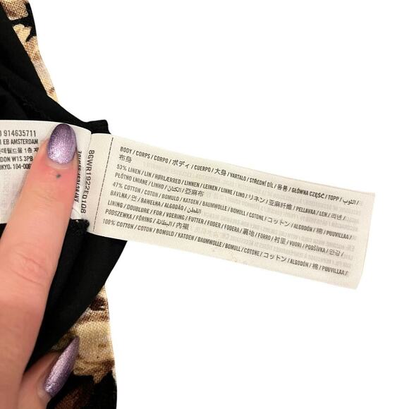 Abercrombie & Fitch Floral Wide Strap Square Neck Linen Mini Dress Size Small T - Picture 7 of 7